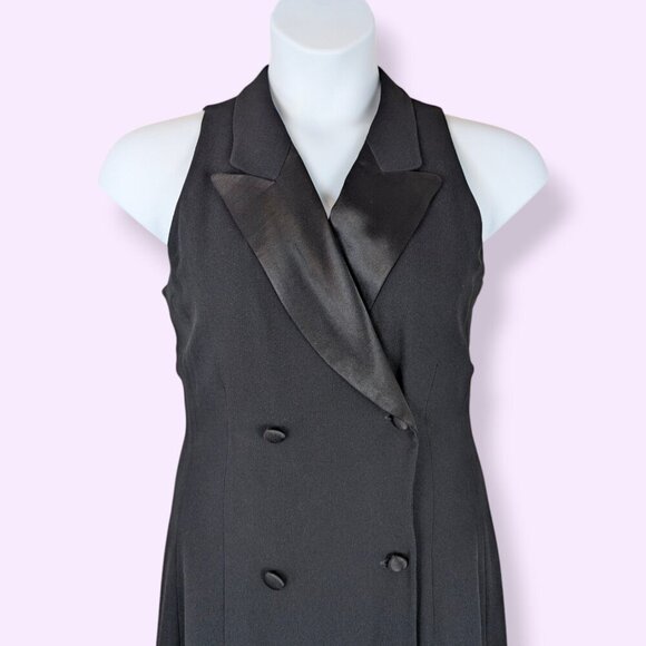 Vintage Liz Claiborne Fitted Black Tuxedo Dress - Picture 3 of 6